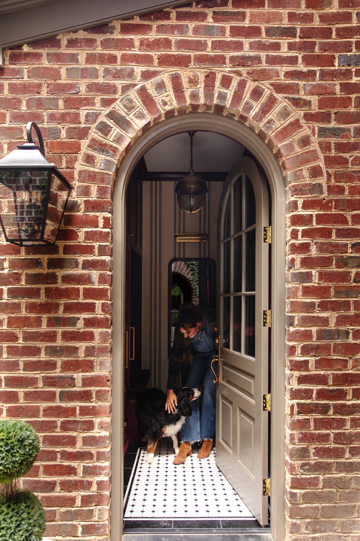 Chris Loves Julia | Exterior entrance to the mudroom with Cricket and Julia