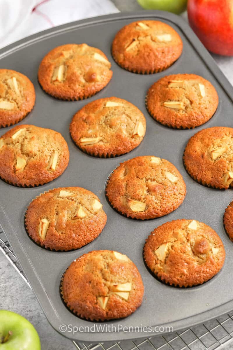 baked Apple Muffins in a muffin tin