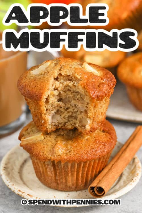 plated Apple Muffins with a title