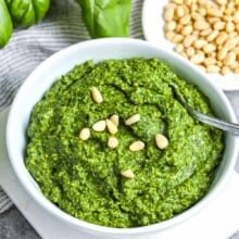 Homemade pesto in a bowl