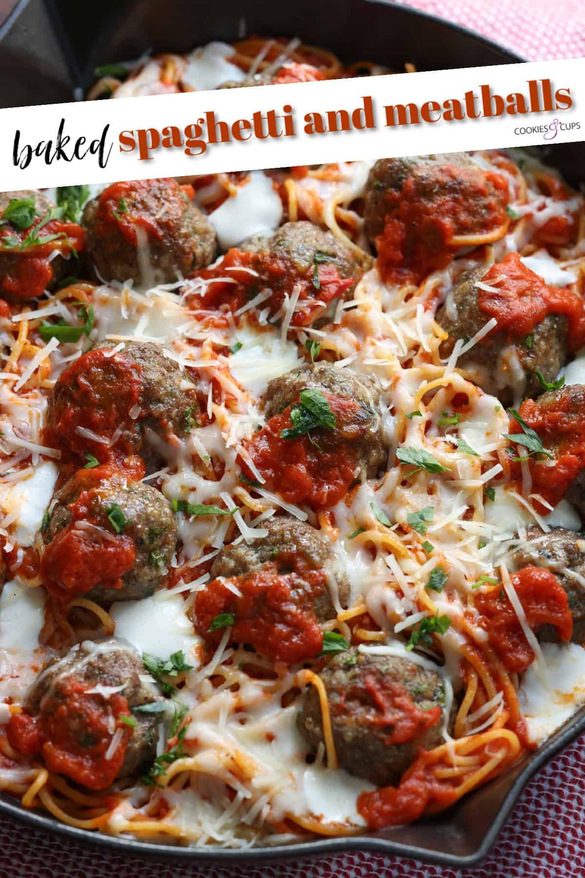 Baked Spaghetti and Meatballs Pinterest Image