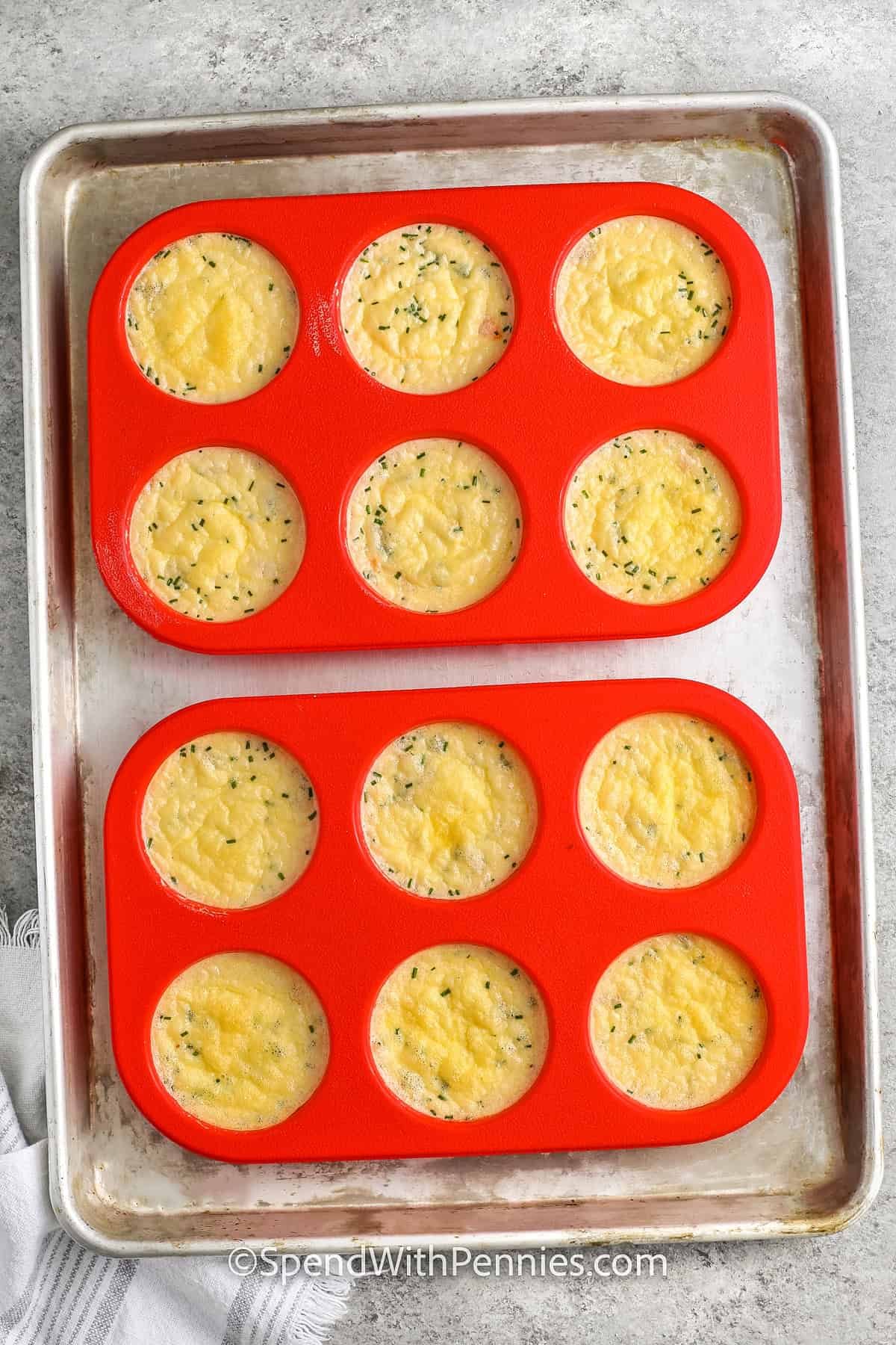 baked Copycat Starbucks Egg Bites in the baking dish